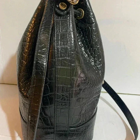 Francesco rogani black croc leather satchel handbag - Picture 6 of 15